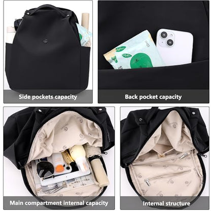 Mini Nylon Women Backpacks,Small Ladies backpacks Casual Lightweight Shopping Travel Daypack (Black) - color: Black