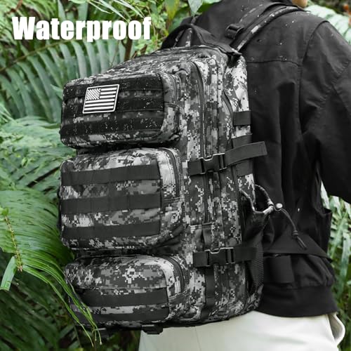 Military Tactical Backpack 25L Day Backpack for Men Molle Army 3 Days Assault Pack Bug Out Bag Water Resistant and Heavy Duty Hiking Treeking Rucksack - Black Digital Camo - color: Black Digital Camo, size: 25L
