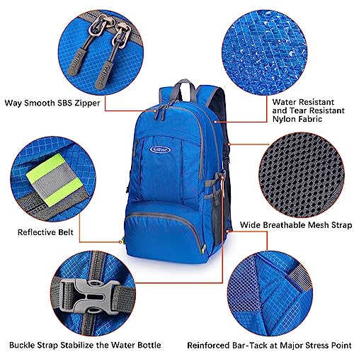 G4Free 40L Lightweight Packable Hiking Backpack, Waterproof Travel Daypack - color: Navy Blue