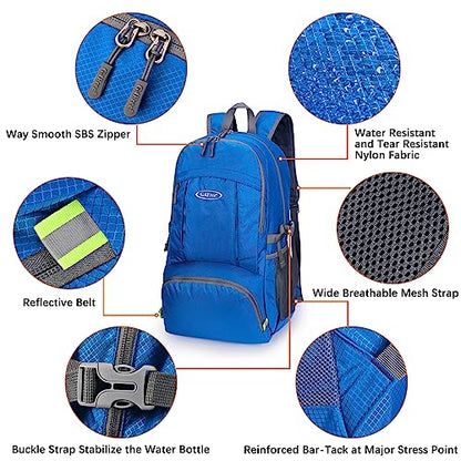 G4Free 40L Lightweight Packable Hiking Backpack, Waterproof Travel Daypack - color: Navy Blue