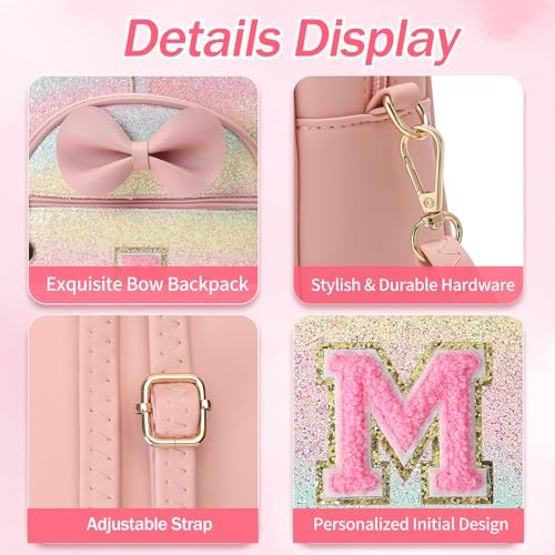 Birthday Gift for 2 3 4 5 6 7 8 9 10 Year old Girls Personalized Initial Mini Backpack Purse for Toddler Kids-Shine-M - color: Shine, style: M