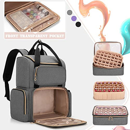 LUXJA Nail Polish Organizer (Backpack Version) Holds 70 Bottles and a Nail Lamp, Travel Nail Polish Bag with 2 Removable Cases and Tools Storage Pockets (Patent Pending), Gray - color: Gray