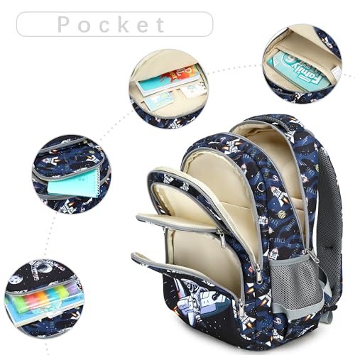 abshoo Cute Astronaut School Backpack For Boys Elementary Kindergarten Kids School Bag (Astronaut Navy Black) - color: Astronaut Black B