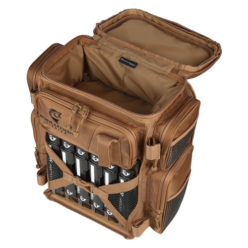 Evolution Fishing Drift Series Tackle Backpack, Outdoor Rucksack w/ 6 Fishing Tackle Trays, Heavy Duty - color: Coyote, size: 3600
