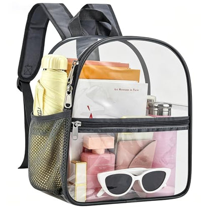 Clear Backpack for Stadium Events, 12x12x6 Small Clear Plastic bag with Reinforced Straps for Game Security Festival Concert - color: Grey
