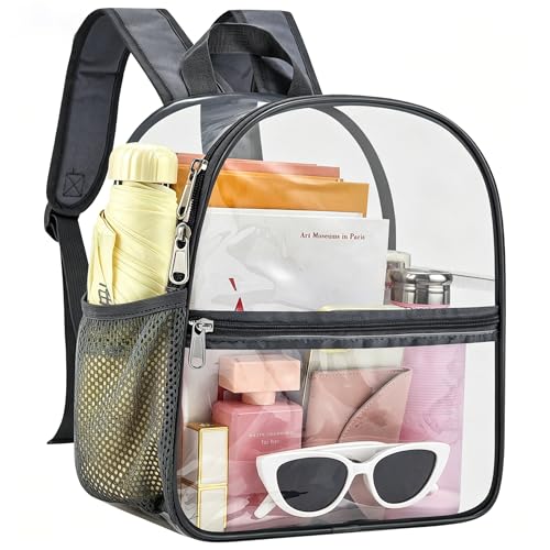 Clear Backpack for Stadium Events, 12x12x6 Small Clear Plastic bag with Reinforced Straps for Game Security Festival Concert - color: Grey