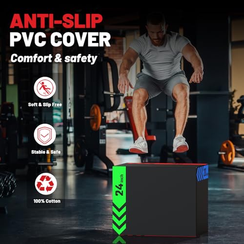 papababe 3-in-1 Plyometric Box Multi-use Jumping Exercise Equipment Trainer with Anti Slip Surface and High Density Foam for Workout Training - style: 20 x 24 x 30 inch (68lbs)