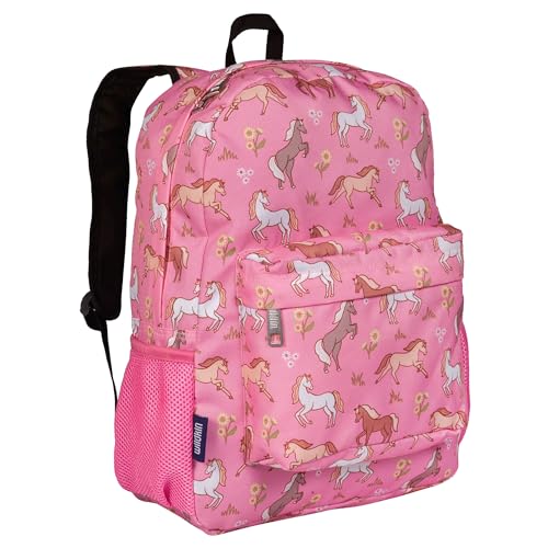 Wildkin Kids 16 Inch Elementary School Backpack for Girls – Durable Padded Bag with Adjustable Straps for School, Travel & Everyday Use, Multiple Pockets, Ages 6–13 – Wild Horses - color: Wild Horses
