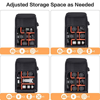 MOSISO Camera Backpack, DSLR/SLR/Mirrorless Large Men/Women Photography Camera Bag Case with 17.3 inch Laptop Compartment&Tripod Holder&Rain Cover Compatible with Canon/Nikon/Fuji/Laptop, Space Gray