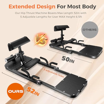 BODYRHYTHM Hip Thrust Machine with 2 Sets of Resistance Bands, Sissy Squat Machine, Squat Workout Machine & Glutes Workout Equipment, Bulgarian Split Squat Stand for Legged Lunges.