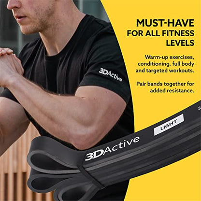 3DActive Pull Up Assist Band - Resistance Band for Strength Training, Powerlifting, Body Stretching, Crossfit - Exercise Guide Included. - color: #2 Black - 30 to 60 Pounds (3/4 " *4.5mm) - Single Band