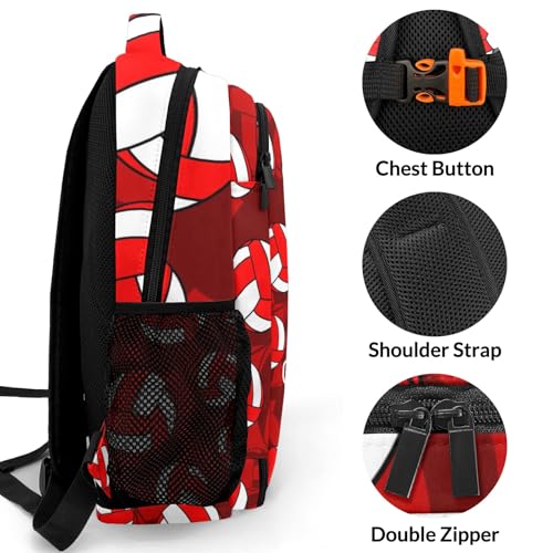Red Volleyball Pattern Casual Backpack Daypack Laptop Bag Custom Shoulders Backpacks for Man Woman Gifts - color: Red Volleyball Pattern
