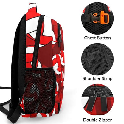 Red Volleyball Pattern Casual Backpack Daypack Laptop Bag Custom Shoulders Backpacks for Man Woman Gifts - color: Red Volleyball Pattern