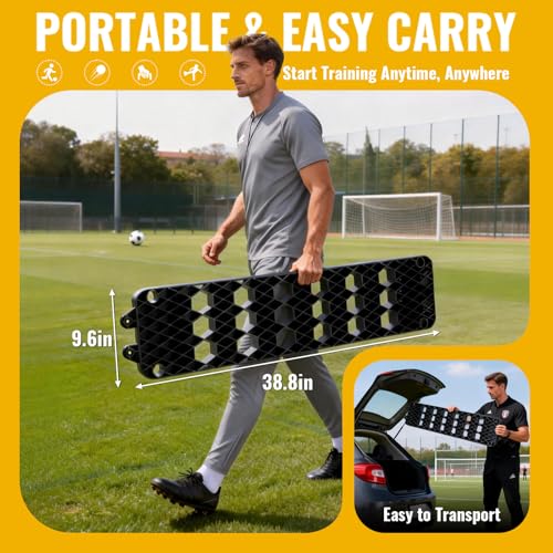 Soccer Rebounder Board - 6-in-1 Portable soccer wall rebounder for Backyard - Dual Surface Soccer Passing Board with 3 Adjustable Angles for Passing & Reaction Skills - Soccer Training Equipment