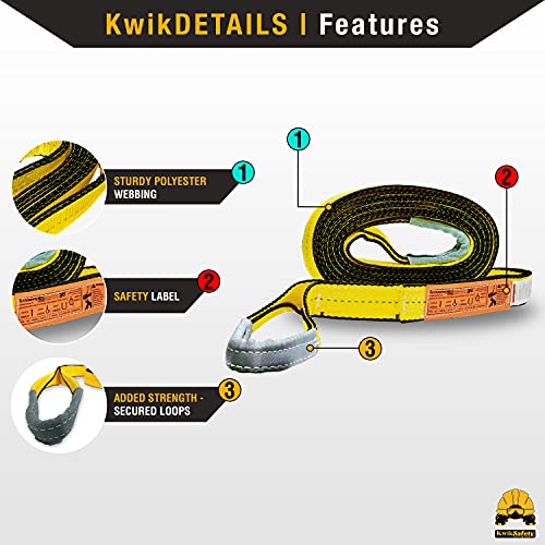 KwikSafety - Charlotte, NC - Mighty Sumo 2”x 10’ Poly Web Sling Lifting Strap Construction ASME OSHA / 6400lbs Vertical 5100lbs Choker 12800lbs Basket/Rigging Moving Towing Hoisting Gear - color: FLAT, size: 2"x10' | 6400 lbs