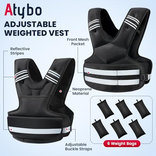 Weighted Vest, Adjustable 4-11lb Rucking Vest for Women and Men with Pocket and Reflective Stripe for Workout and Strength Training