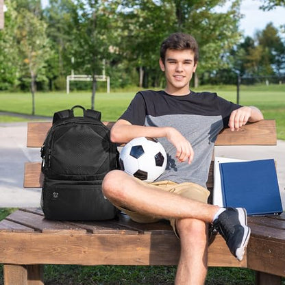 Soccer Bag, Lightweight Soccer backpack with Ball Compartment & Shoe Compartment for Basketball Volleyball & Football, Large and Water Resistant Sports Backpack for Son Daughter Men Women Black &Pink