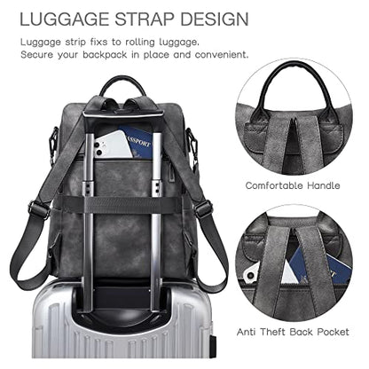 Shrrie Backpack Purse for Women Leather Backpack Fashion Designer Travel Backpack Convertible Shoulder Bag - color: 2-2-two-toned Dark Gray