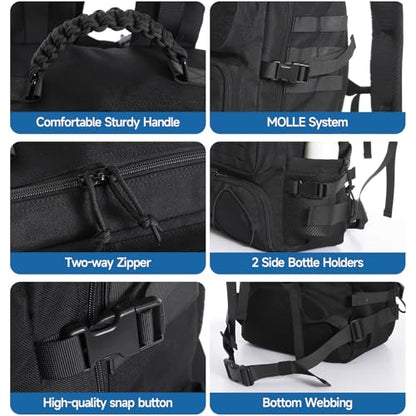 35L Tactical Backpack with Shoe Compartment & Molle Admin Pouch Combo – 1000D Water Resistant Military Backpack for Laptop 15.6” + Laser Cut EDC Tool Organizer Bag – Outdoor Hiking Gym Assault