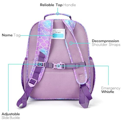 mibasies Girls Backpack with Lunch Box: 3PCS Kids Backpack Set for Kindergarten Elementary - 15 IN Cute Bookbag - Mermaid Tail - color: Mermaid Tail