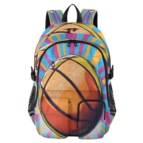 Bolaz Pattern Of A Basketball Travel Backpack 14 Inch Laptop Computer Bag Sturdy School Bag College Bookbag
