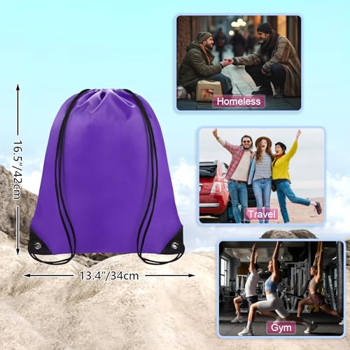 Grneric Drawstring Backpack Bulk 70Pcs String Backpack Drawstring Bags Cinch Bag Sackpack for Men Women Gym(Purple) - color: Purple