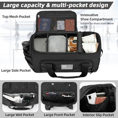 ZOMFELT Gym Bags for Men, 22x14x9 Carry On luggage Duffle Bag for Travel - size: Medium