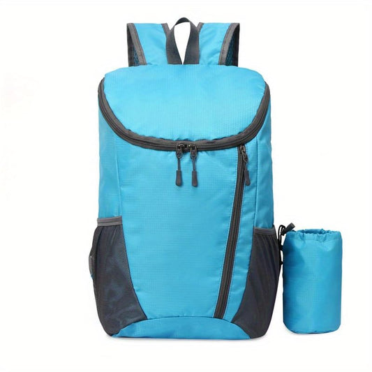 Hiking Backpack, Waterproof Wearable Lightweight Backpack, Foldable Outdoor Travel Camping Daypack - color: Lake Blue