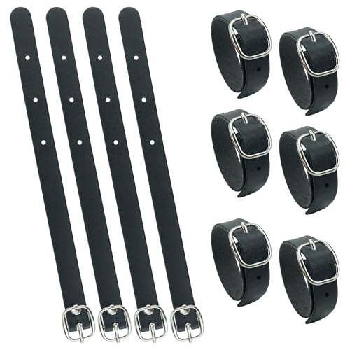 10pcs PU Leather Luggage Tag Straps with Metal Buckle Black Leather Luggage Tag Loops for Suitcases Briefcase Backpacks Travel Hanging Accessories