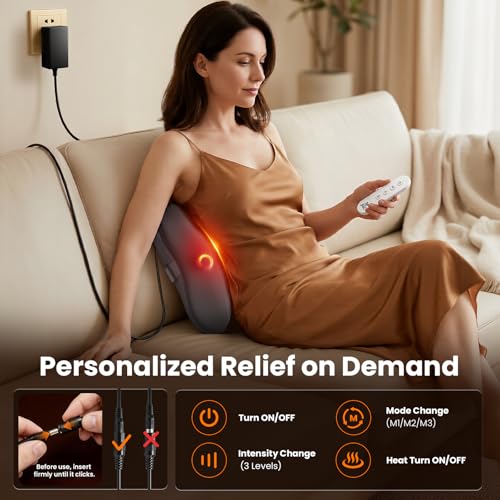 BOB AND BRAD Back Massager with Heat FSA Eligible HSA, Shiatsu Back Massager for Pain Relief Deep Tissue, 3D Kneading Massage Pillow for Pain Relief, Soothing Full-Body Relief for Family - color: Graphite Gray