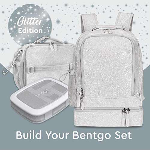 Bentgo Kids 2-in-1 Backpack & Insulated Lunch Bag - Glitter Designed 16” Backpack for School & Travel -, Durable, Water Resistant, Padded, & Large Compartments (Glitter Edition - Silver) - color: Glitter Edition - Silver