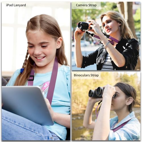 FIEIL Adjustable Shoulder Strap, Nylon Camera Strap, Comfortable Neck Strap for iPad, Cellphone Tablet, Camera, Laptop, Binocular, Luggage Bag (Dark Purple Universal Lanyard) - color: Dark Purple