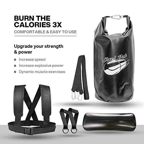 Resistance Training Sled - Weight Sled Harness & Handles - Extreme Workout for Athletes - Burn 3X The Calories - 4-Piece Kit for Gym, Home and, Outdoor - style: Weight Bag + Harness + Water Bladder