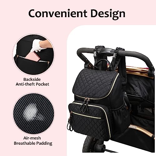 LORADI Lightweight Diaper Bag Backpack, Baby Shower Gifts, Beige | Stroller Clips, Insulated Pockets, Water-resistant, Easy to Clean, Durable - color: Beige