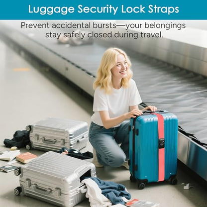 Travel Inspira Luggage Straps for Suitcases with TSA Lock, Protect Your Luggage Anti-Burst, High Visibility Color, Easy to Identify Luggage Adjustable Heavy Duty Belt for 20-28 Inch Suitcases - color: Pink
