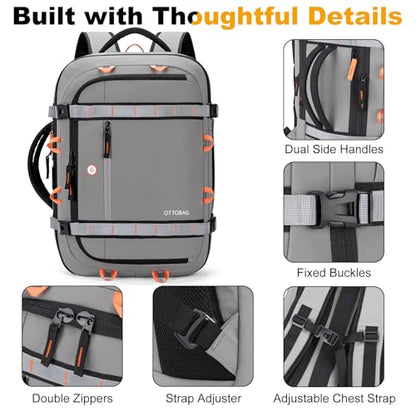 40L Travel Backpack,TSA Approved Carry On Backpack,Business Work Bag with Wet/Dry Compartment, Fits 17.3" Laptop, Duffel Bag for Men Women(Gray) - color: Gray