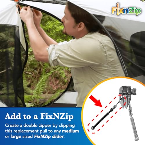 FixNZip Medium to Large Black Nickel Zipper Pull Replacements (4-Pack) | Universal Clip-On Pull Tabs for Zipper Repair, Sliders & Luggage, Jackets, Backpacks, Tents, Sleeping Bags & Outdoor Gear - color: Black Nickel