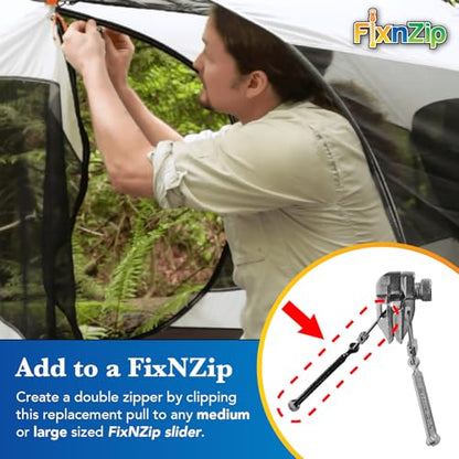 FixNZip Medium to Large Black Nickel Zipper Pull Replacements (4-Pack) | Universal Clip-On Pull Tabs for Zipper Repair, Sliders & Luggage, Jackets, Backpacks, Tents, Sleeping Bags & Outdoor Gear - color: Black Nickel
