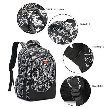 Asge Large Nylon Backpacks for Boys & Girls, Waterproof Satchel with Print, School Bags for 8-16 Years - color: Oslei128-3
