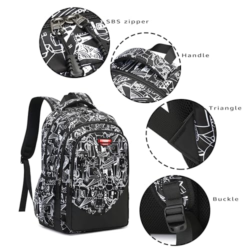 Asge Large Nylon Backpacks for Boys & Girls, Waterproof Satchel with Print, School Bags for 8-16 Years - color: Oslei128-3