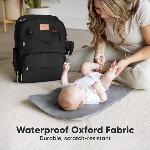 KeaBabies Diaper Bag Backpack - Large Baby Diaper Bag with Changing Pad, Baby Boy, Girl, Travel Backpack for Mom and Dad, Waterproof, Multi Function Durable (Trendy Black) - color: Trendy Black