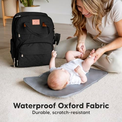 KeaBabies Diaper Bag Backpack - Large Baby Diaper Bag with Changing Pad, Baby Boy, Girl, Travel Backpack for Mom and Dad, Waterproof, Multi Function Durable (Trendy Black) - color: Trendy Black