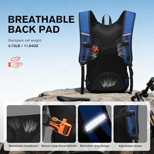 Ultra-Light Soft Daypack 15L/20L, Cushioned Breathable Back Panel Backpack, Lightweight Packable Travel Backpack (Blue, 15L) - color: Blue, size: 15L