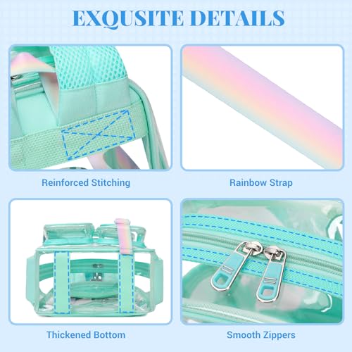 PIG PIG GIRL Mini Clear Backpack for Stadium Events, Small Clear Bag for Child for Festival Concert,Green(Not Fits School) - color: Mini-green