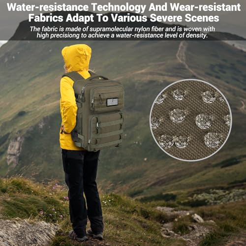 Legestori 25L Tactical Bag Backpack for Men, Heavy Duty Military Backpack Molle Army Large Rucasack, Laptop Backpack Travel (Green) - color: Green