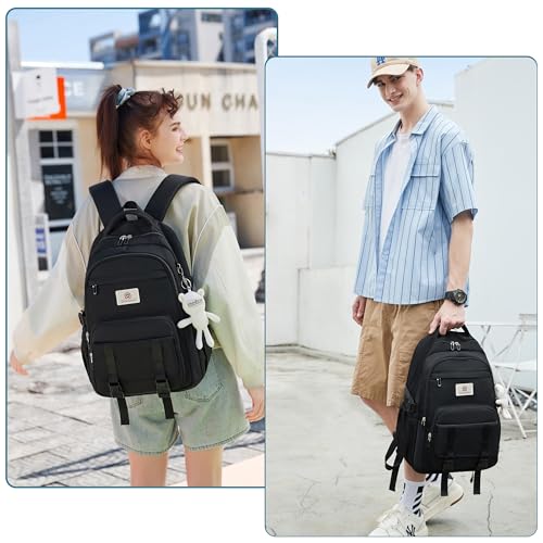 Hidds College Backpack Laptop Backpacks 15.6 Inch for Men Women Elementary Middle High School Book Bag For Teens Girls Boys Student Anti Theft Travel Daypack Large Bookbags-Black - color: Black