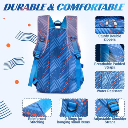 BLUEFAIRY Kids Backpacks for Boys Girls Ages 6-8 8-10 10-12 Elementary Middle School Backpack 17 Inch Back to School Bookbag with Laptop Compartment Mochilas Escolares para Niños Niñas (Blue Lines) - color: Blue Lines