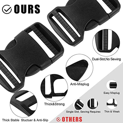 Buckles for Straps 2 inch:Side Release Buckle Plastic Clip 4 set + Tri-Glide Slide 8 pcs,Fit 2 inch Wide Nylon Strap Webbing Belt,Heavy Duty Dual Adjustable Plastic Buckle No Sewing… - color: 2" 4 Pcs Buckle Set