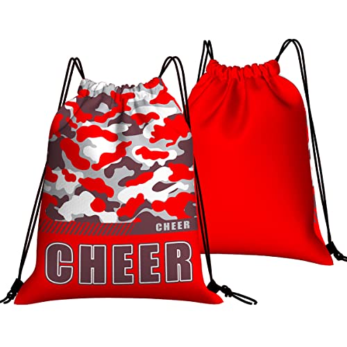 Drawstring Backpack Waterproof Gym Drawstring Bags Sports String Bag Camo Sackpack-Red Cheer Drawstring Bag - color: Cheer Drawstring Bags-camo Red