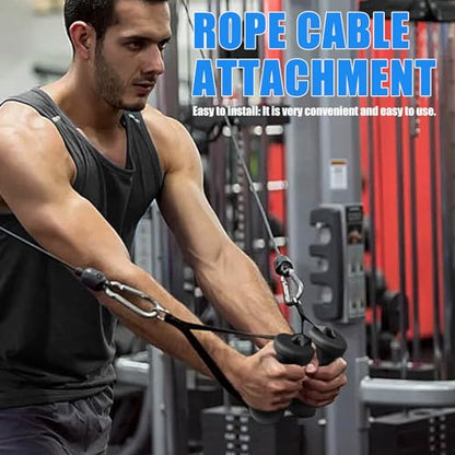 BLUSLM Ergonomic Tricep Rope Pulldown Attachments, Upgraded 27 32 40 & 47 Inch Extra Long Triceps Rope Cable Attachments for Gym, LAT Pull Down Bar for Cable Machine, Tricep Workout Cable Attachments - color: CABLE HANDLES-01